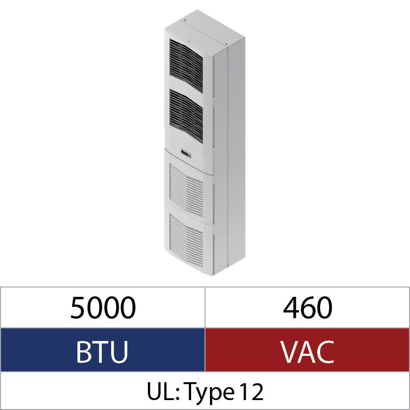 Hoffman Spectracool S101546G050 MCLG Indoor Enclosure Air Conditioner, 460 V AC, 8 A, 50/60 Hz, NEMA 12 Enclosure, 5000 Btu/hr