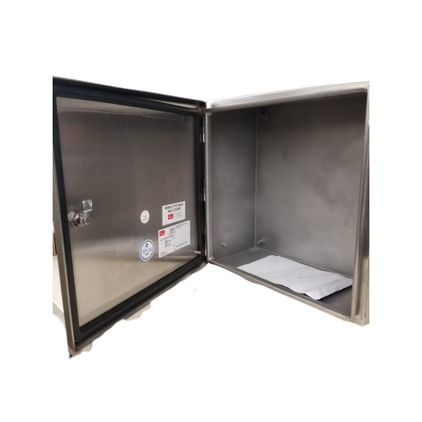 nVent HOFFMAN SJB8885SS Sanitary JBox, 8 X 5 Inch, Quarter Turn Latch, Sanitary Lift Off Hinges, Back Panel Studs