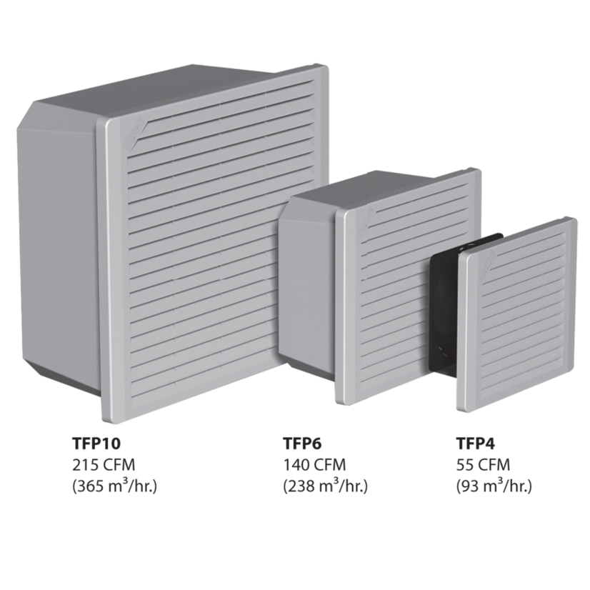 nVent HOFFMAN TFP424 D85 TFP Filter Fan, 24 VDC, 0.35 A, 8.4 W Power Rating, 55 cfm Air Flow, NEMA 1 Enclosure