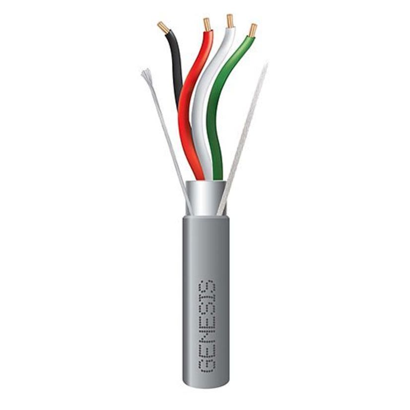 Genesis Cable 22041109 Genesis Type CMR/CL2R/FT4 Shielded Low Voltage Cable, Pull Box Packaging, 300 V AC, (4) 22 AWG Bare Copper Conductor, 1000 ft L