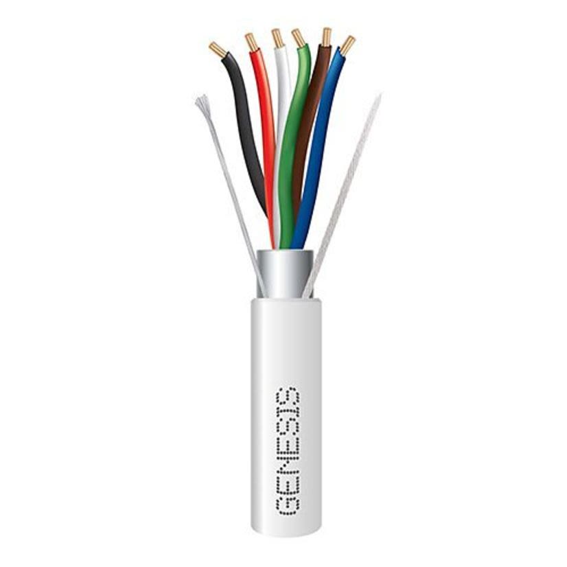 Genesis Cable 32065512 Genesis Type CMP/CL2P/FT6 Shielded Low Voltage Cable, Pull Box Packaging, 300 V AC, (6) 22 AWG Bare Copper Conductor, 500 ft L