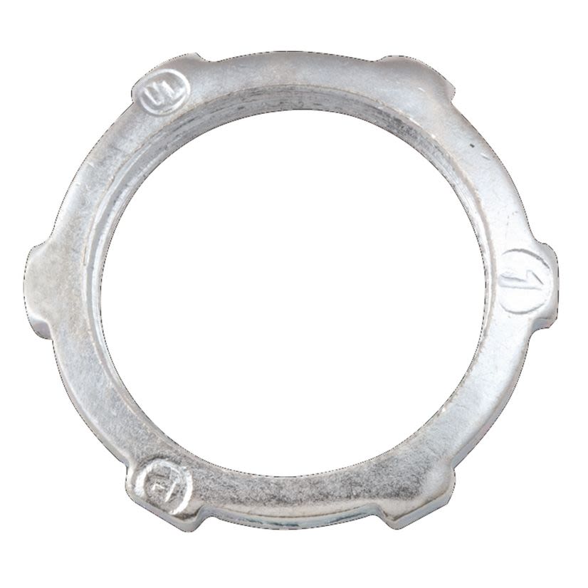 Hubbell RACO 1002 Conduit Locknut, 1/2 in, For Use With IMC/Rigid Conduit, Steel, Electro-Plated Zinc