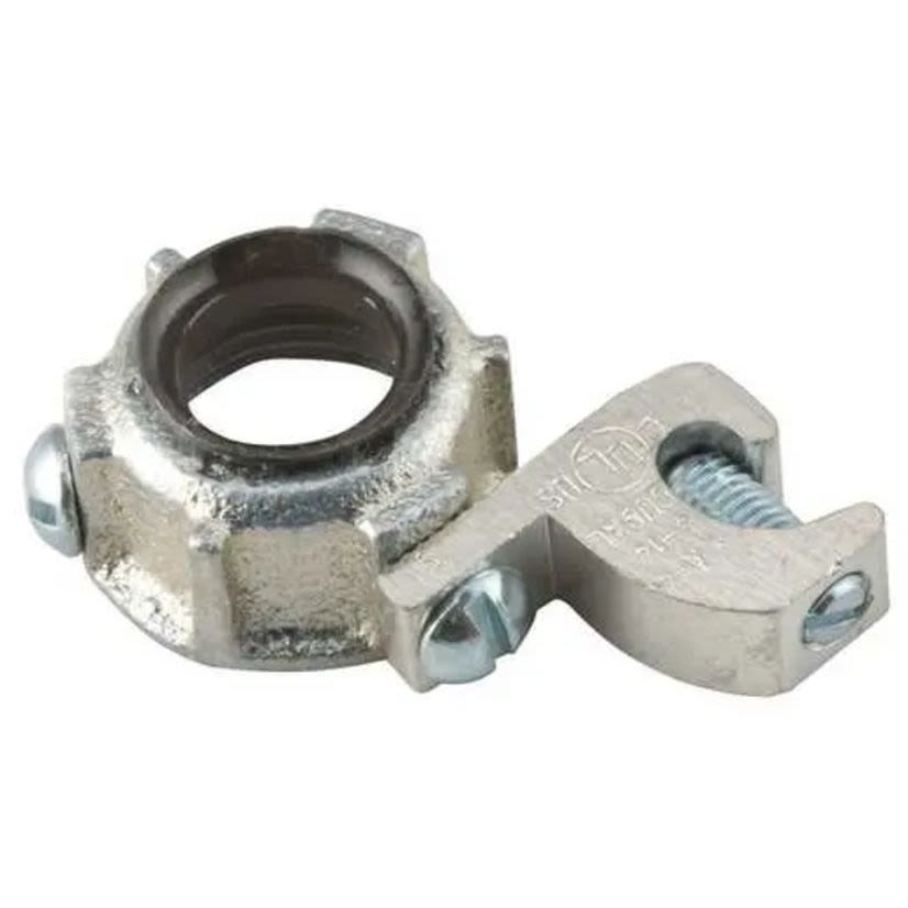 RACO 1213 Grounding Conduit Bushing, 3/4 in Conduit, 14 to 4 AWG AC Cable, 3/4 in Trade, Malleable Iron, Electro-Plated Zinc