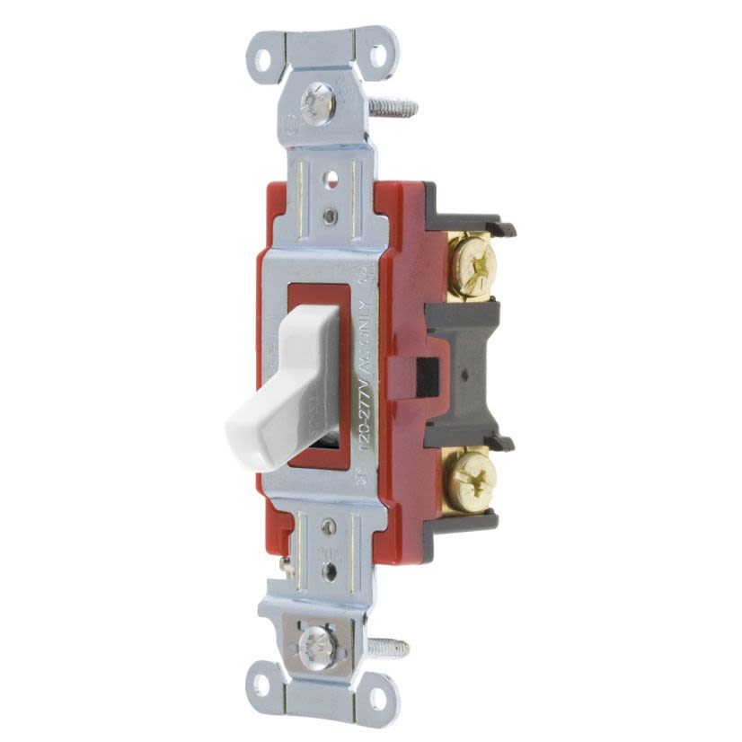 Hubbell Wiring Device-Kellems Hubbell-PRO 1224W 4-Way General Purpose Heavy Duty Standard Toggle Switch, 120 to 277 V AC, 20 A, 5540 W Power Rating, 2-Position Contact