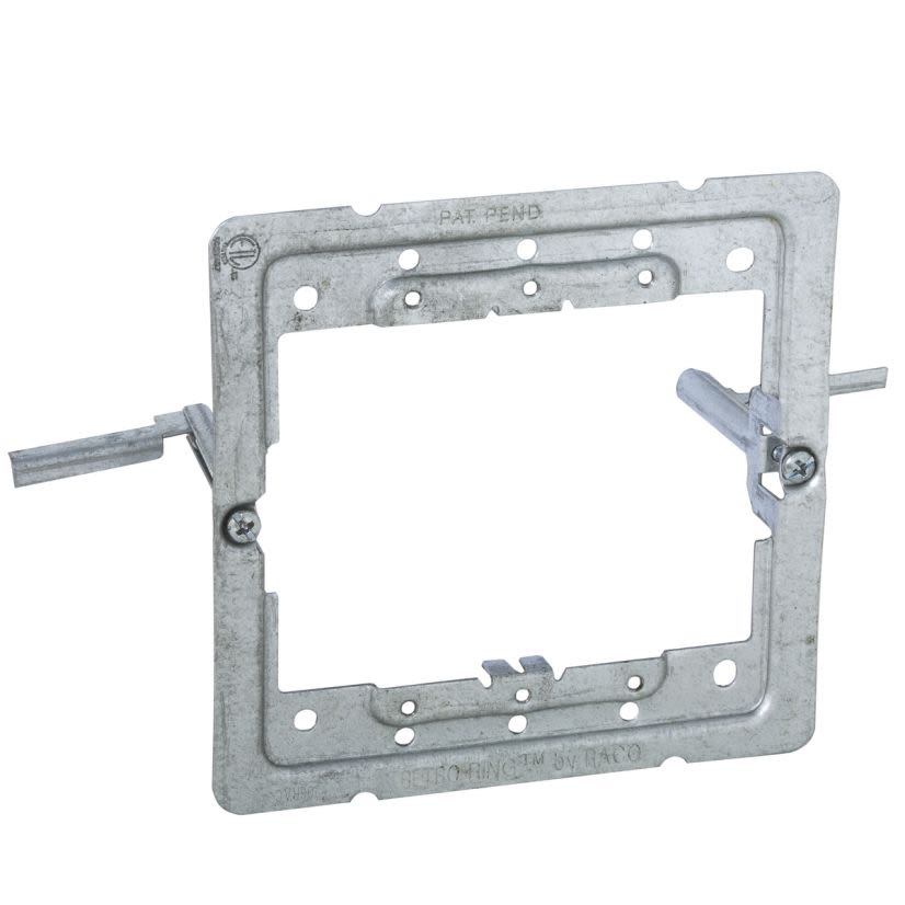 Hubbell RACO 206RAC Mounting Bracket, For Use With RETRO-RING 3/8 to 1-1/2 in Thick Wall or Ceiling, 2 in Trade Size, Steel, Silver