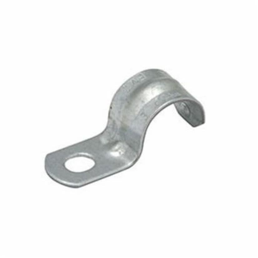 Hubbell RACO 2085 1-Hole 1-Piece Push-On Conduit Strap, 1-1/4 in, For Use With EMT Conduit, Steel, Electro Zinc Plated