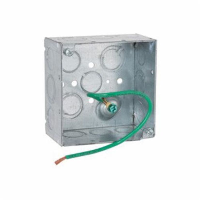 Hubbell RACO 232SM Square Box With Conduit Knockout, Steel, 30.3 cu-in Capacity, 16 Knockouts, 4 in H x 4 in W x 2-1/8 in D