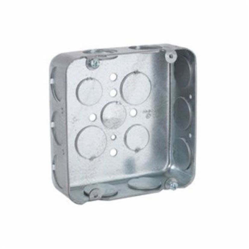 RACO 246 Square Box, Steel, 29.5 cu-in Capacity, (15) Knockouts, 4-11/16 in H x 4-11/16 in W x 1-1/2 in D