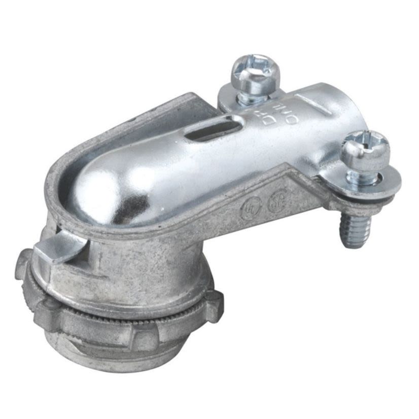 RACO 2692 Non-Insulated Squeeze Conduit Connector, 1/2 in Trade, 5/8 in Cable Openings, For Use With FMC, Die Cast Zinc