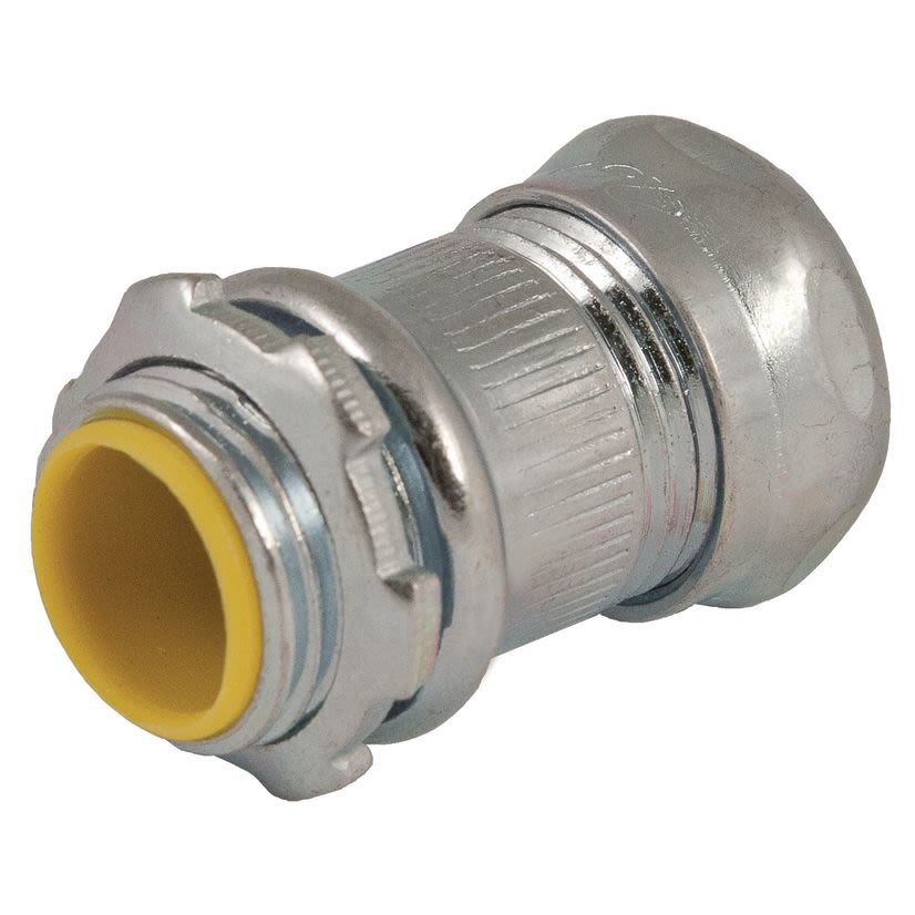 Hubbell RACO 2913 Insulated Compression Connector, 3/4 in Trade, For Use With EMT Conduit, Steel, Electro-Plated Zinc