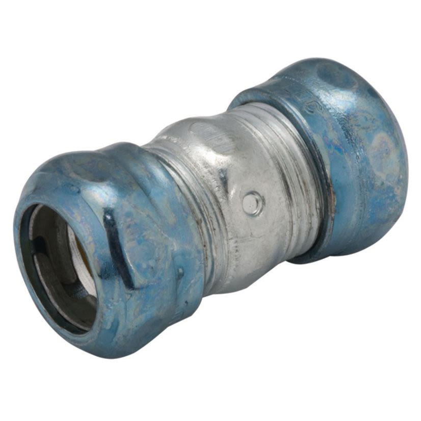 Hubbell RACO 2923RT Compression Raintight Conduit Coupling, 3/4 in, For Use With EMT Conduit, Steel, Electro-Plated Zinc