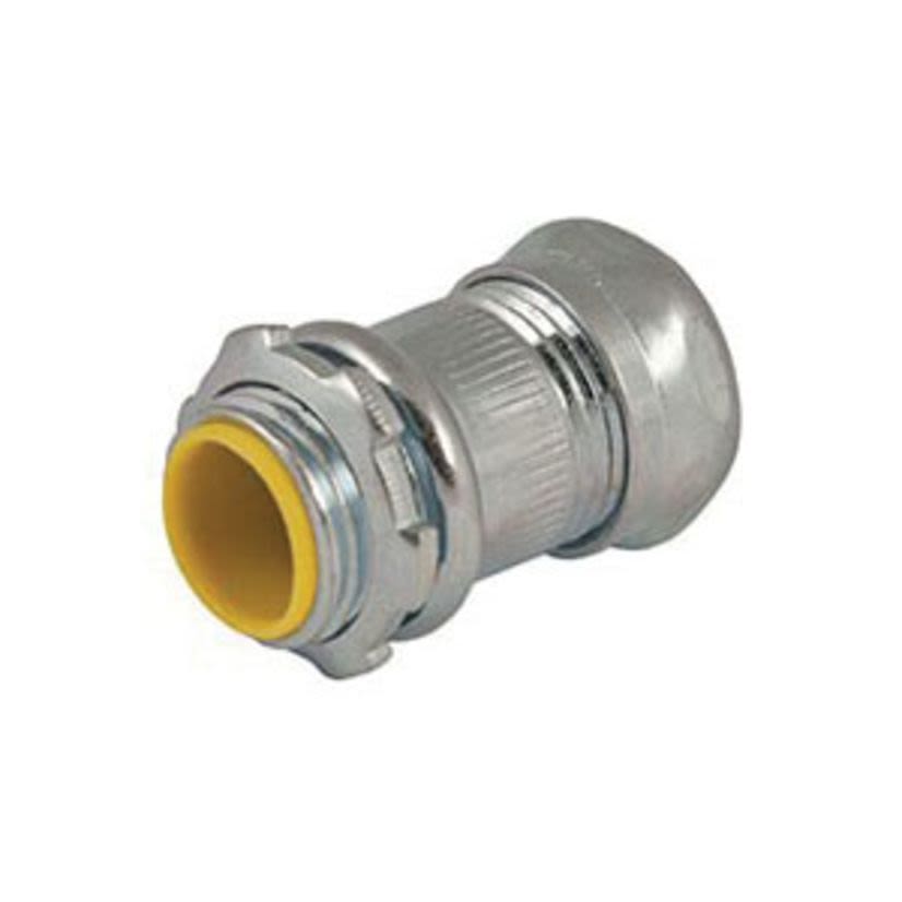 RACO 2964 Insulated Compression Connector, 3-1/2 in Trade, For Use With EMT Conduit, Steel, Electro-Plated Zinc
