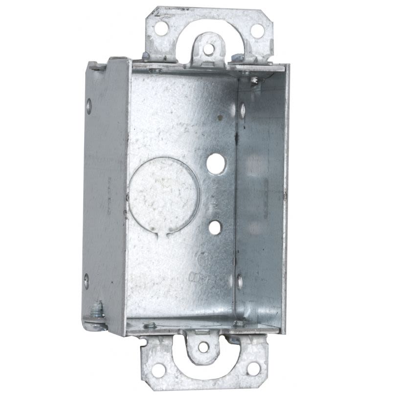 RACO 400 Gangable Switch Box, Steel, 7.5 cu-in Capacity, 1 Gangs, (1) Outlets, (3) Knockouts, 2 in H x 4.22 in W x 1.5 in D