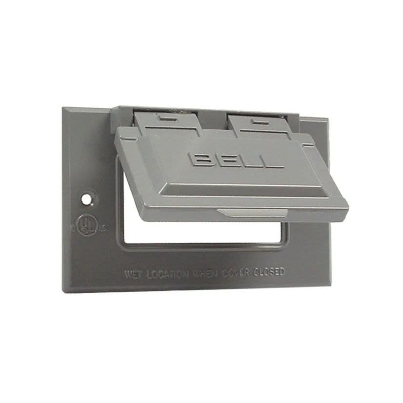 BELL 5101-0 GFCI Weatherproof Flip Cover, 3-13/16 in L x 2-13/16 in W x 3/4 to 2-7/8 in D, Flip/Snap/GFCI Receptacle Cover, Die Cast Aluminum