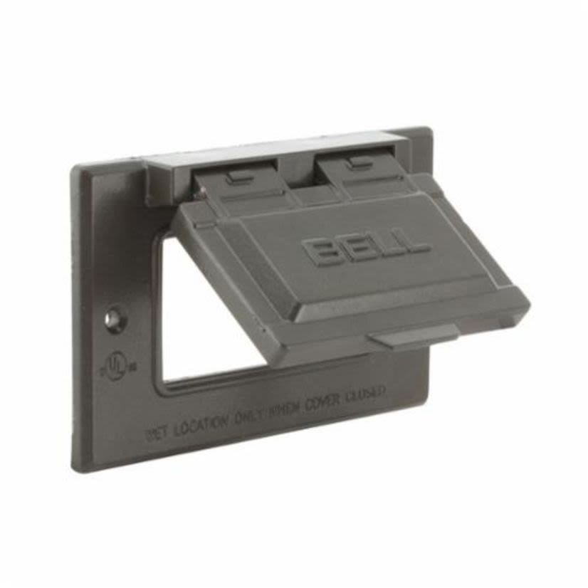Hubbell BELL Rayntite 5101-2 GFCI Weatherproof Flip Cover, 3-13/16 in L x 2-13/16 in W x 3/4 to 2-7/8 in D, Die Cast Aluminum