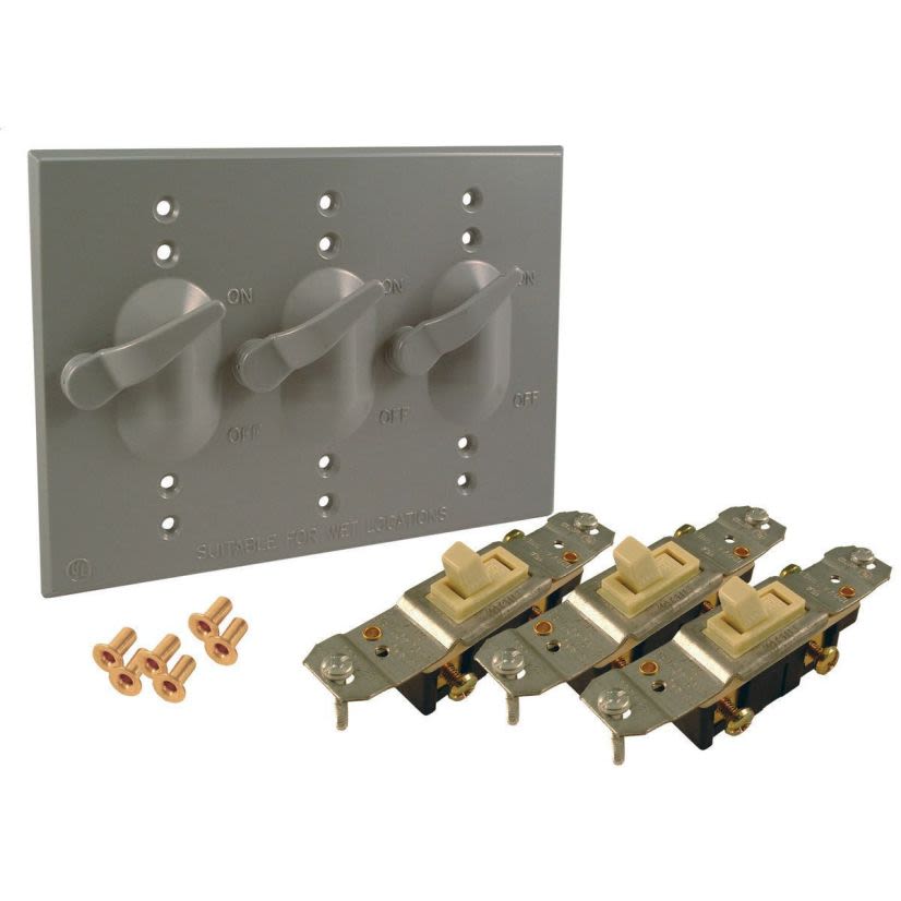 Hubbell BELL 5126-0 Weatherproof Lever Switch Cover, 6-13/32 in L x 4-17/32 in W, Die Cast Aluminum