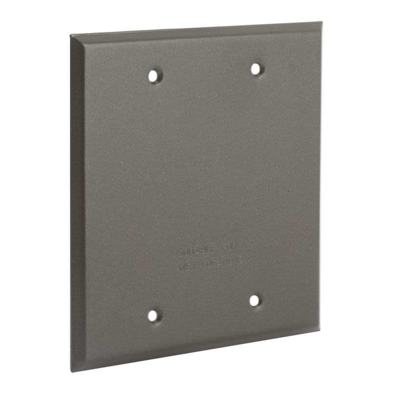 BELL 5175-2 Flat Weatherproof Blank Cover, 4-1/2 in L 4-1/2 in W 1/8 in D, Die Cast Aluminum