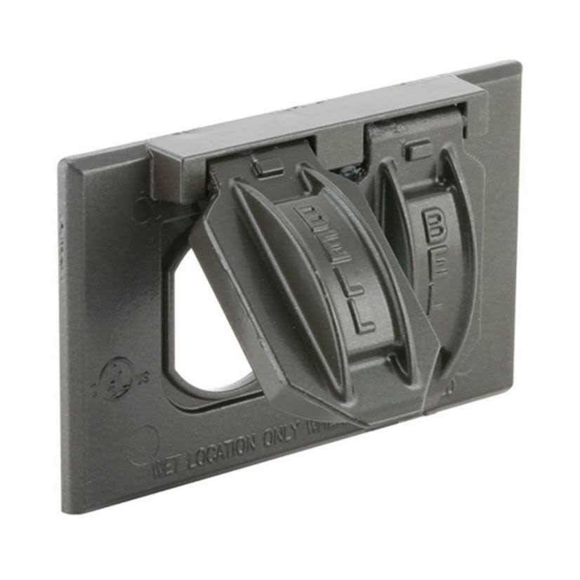 BELL 5180-2 Weatherproof Flip Cover, 4-9/16 in L x 1 in W x 2-13/16 in D, Duplex Receptacle Cover, Die Cast Aluminum