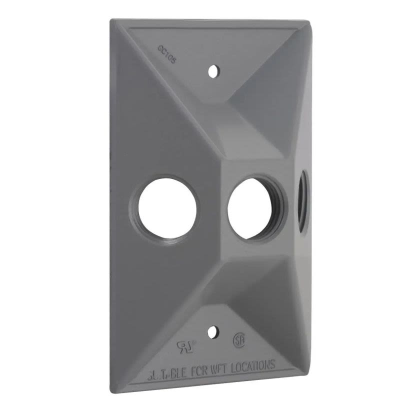 BELL 5189-0 Weatherproof Cluster Cover, 2-27/32 in L x 4-19/32 in W x 1.063 in D, Lampholder/Cluster Cover, Die Cast Aluminum