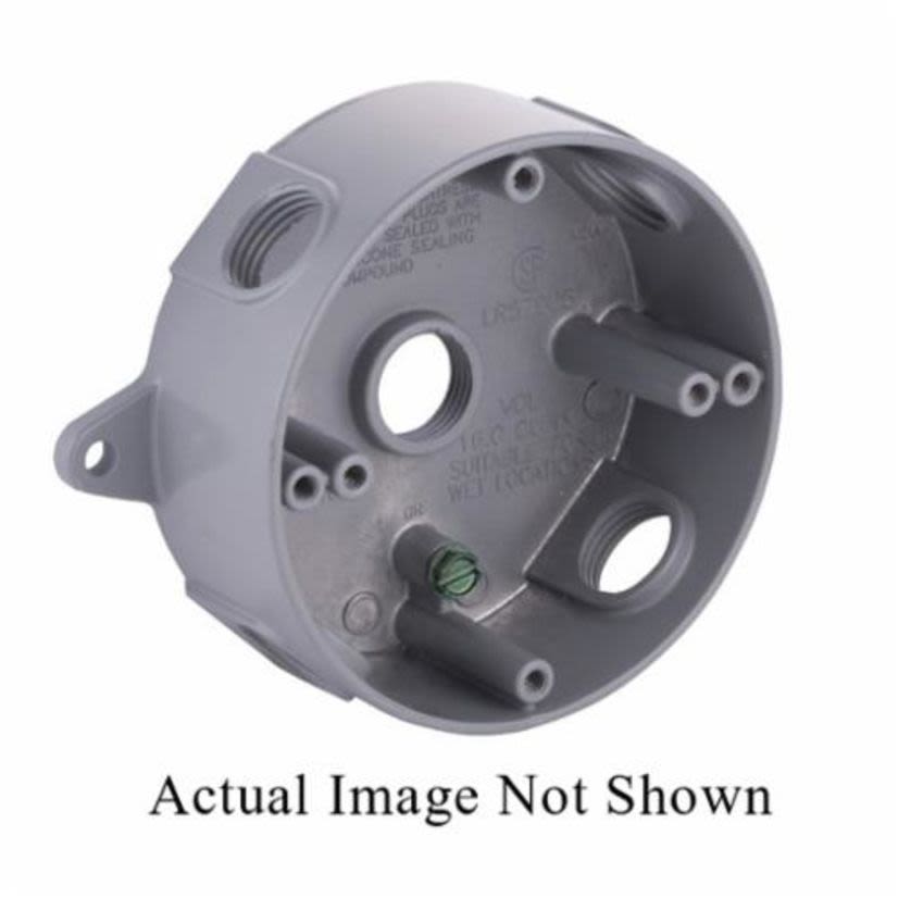 Hubbell BELL 5361-1 Weatherproof Splice Box, Die Cast Aluminum, 16 cu-in, 5 Outlets