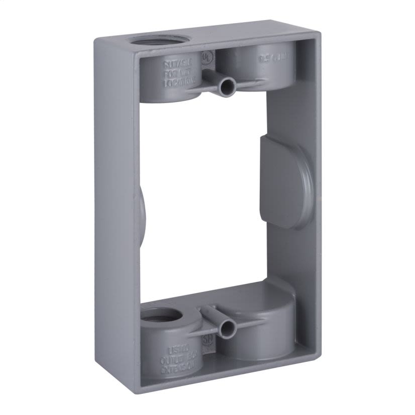 Hubbell BELL 5399-0 Weatherproof Extension Adapter With Lug, 1 Gang, 4-9/16 in L x 2.844 in W x 1-3/8 in D, Die Cast Aluminum