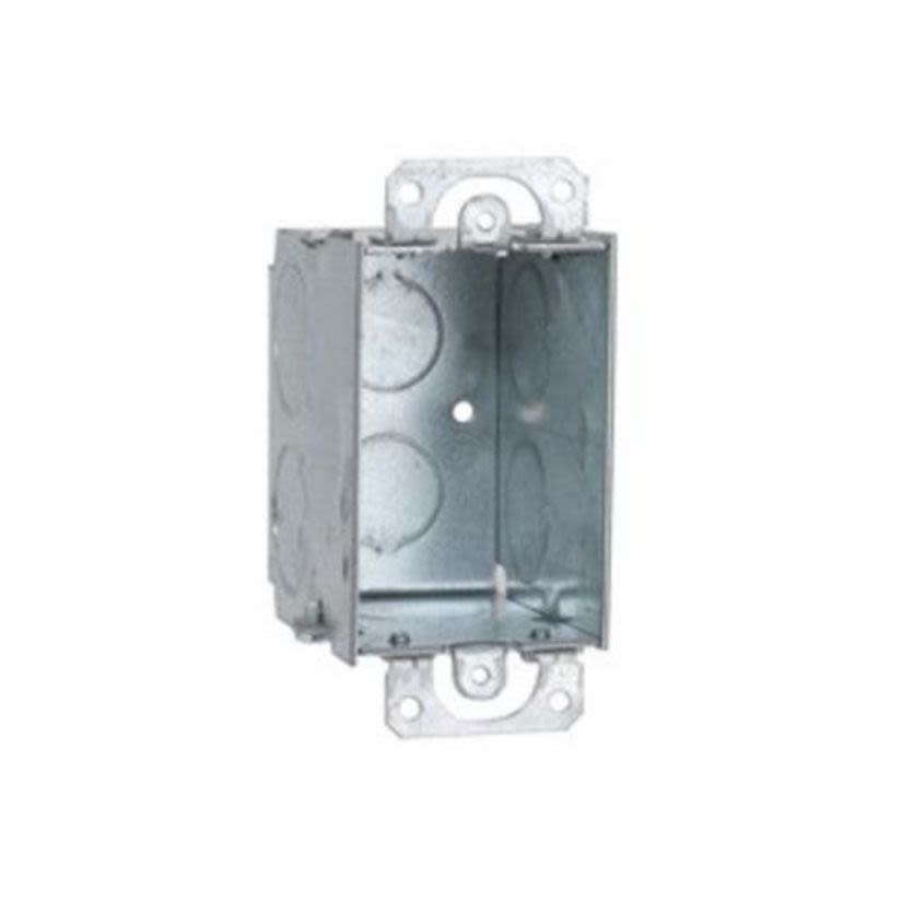 RACO 565 Gangable Switch Box, Steel, 14 cu-in, 1 Gang, 1 Outlet, 8 Knockouts