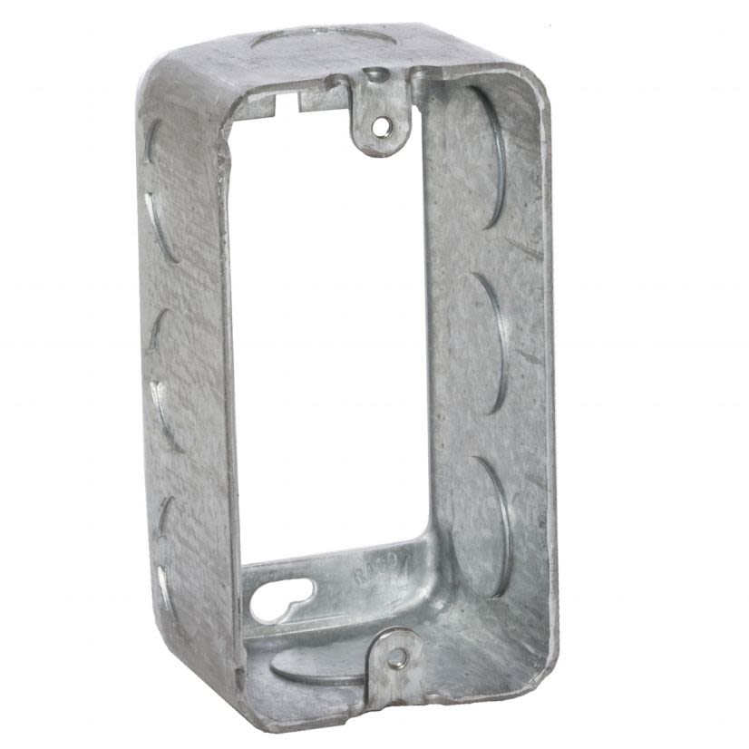 Hubbell RACO 665 Extension Ring Handy Box, Steel, 13 cu-in, 1 Gang, 1 Outlet, 6 Knockouts