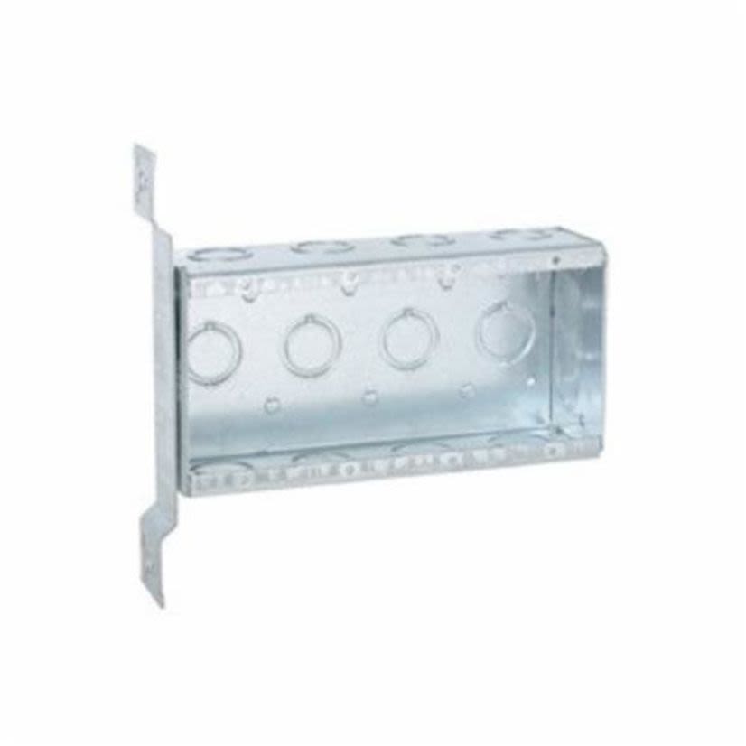 RACO 687 Multi-Device Switch Box, Steel, 63.5 cu-in, 4 Gangs, 3 Outlets, 28 Knockouts