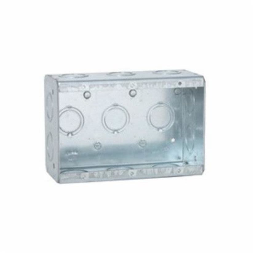 Hubbell RACO 692 Non-Gangable Masonry Box, Steel, 47.8 cu-in, 3 Gangs, 3 Outlets, 15 Knockouts