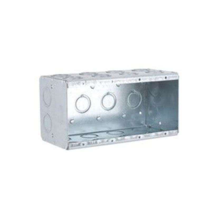Hubbell RACO 698 Non-Gangable Masonry Box, Steel, 89.8 cu-in, 4 Gangs, 4 Outlets, 34 Knockouts
