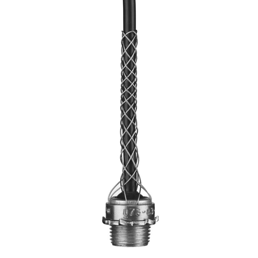 Hubbell Wiring Device-Kellems 073031205 Dust Tight Light Duty Non-Insulated Strain Relief Grip, 1-1/4 in Trade, Aluminum/Steel Mesh, Galvanized