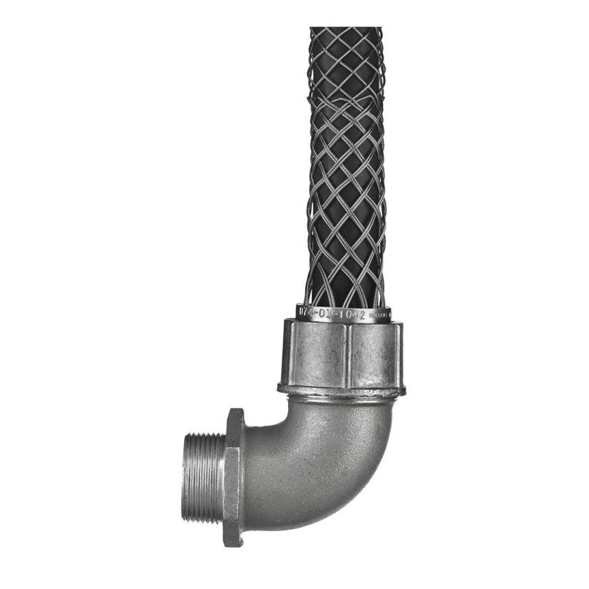 Hubbell Wiring Device-Kellems 074011230 Form 5 Standard Duty Liquidtight Strain Relief Deluxe Cord Grip With Mesh, 1-1/4 in NPT Trade, 1 Conductors, 3/4 to 7/8 in Cable Openings, Aluminum