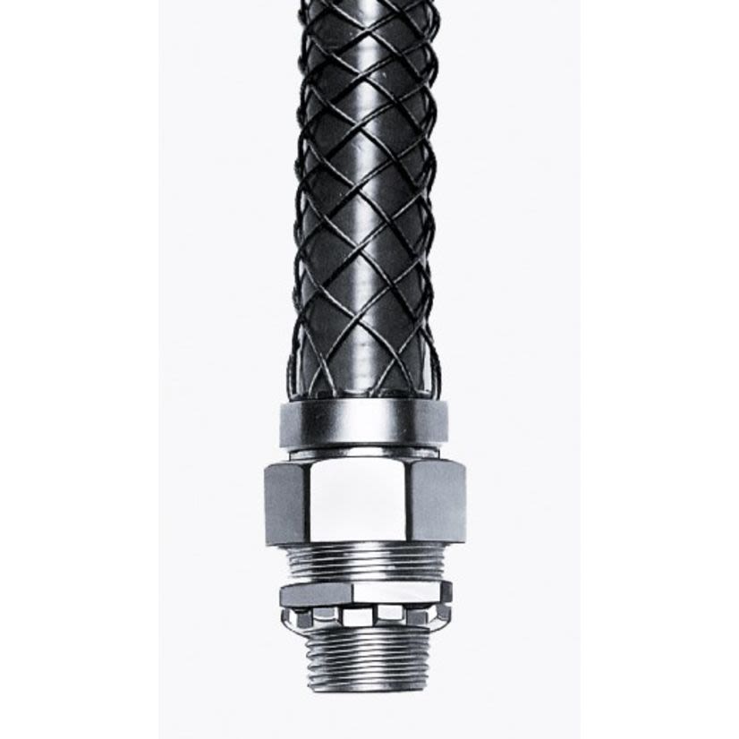Hubbell Wiring Device-Kellems 07402002 Standard Straight Conduit Connector With Mesh Grip, 1/2 in MNPT Trade, Steel