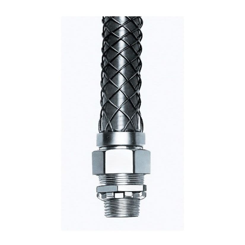 Hubbell Wiring Device-Kellems 07402004 Standard Straight Conduit Connector With Mesh Grip, 1 in MNPT Trade, Steel