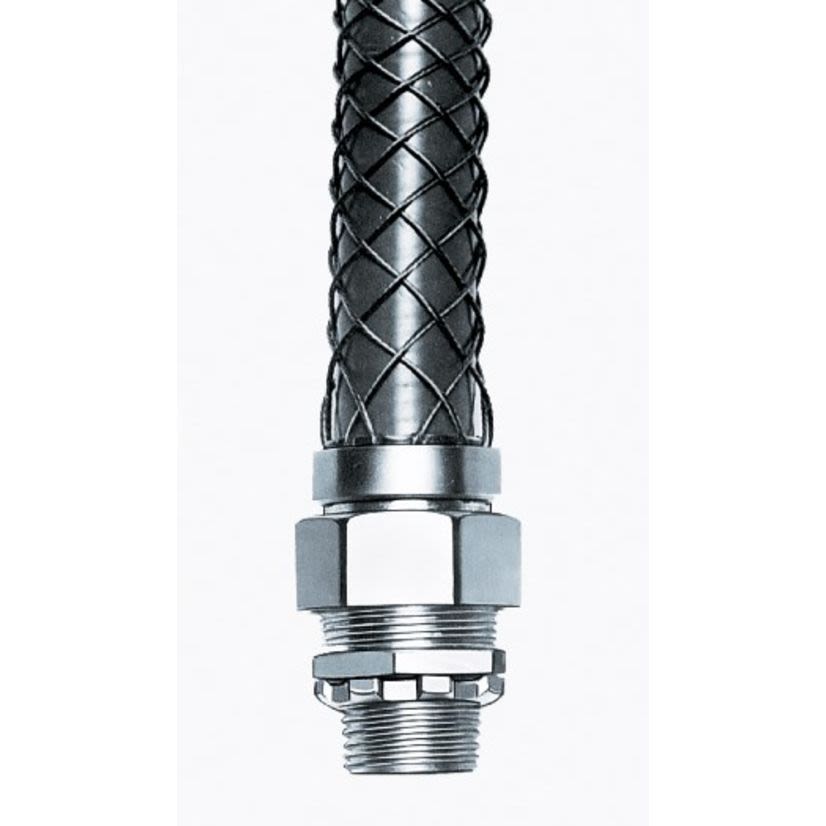 Hubbell Wiring Device-Kellems 07406013 Insulated Straight Conduit Connector With Mesh Grip, 3/4 in MNPT Trade, Steel