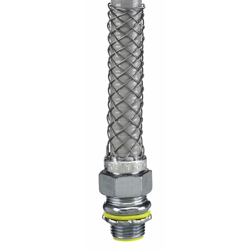 Hubbell Wiring Device-Kellems S-TITE 074093513 Cap Nut Connection Insulated Male Straight Liquidtight Connector With Stainless Steel Mesh Grip, 3/4 in Trade, Steel