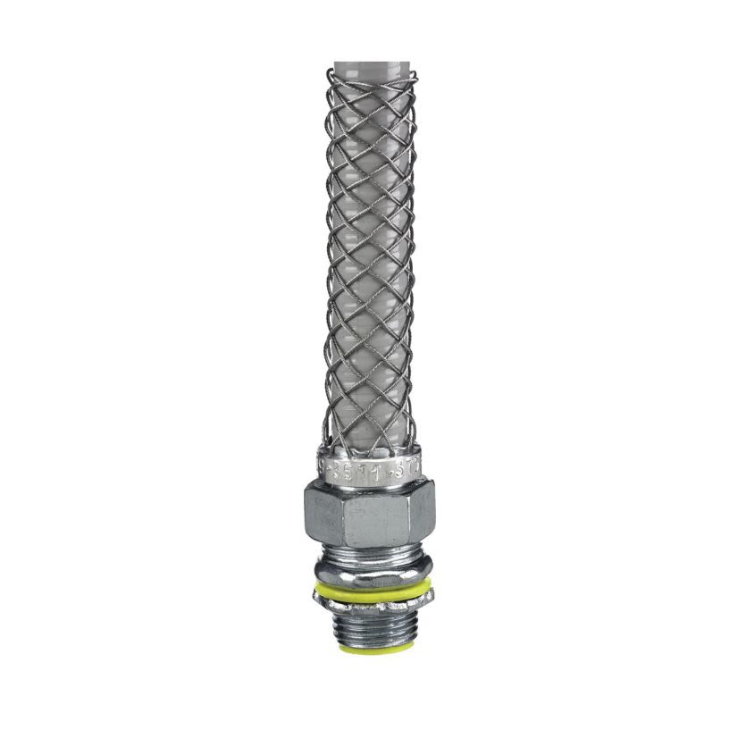 Hubbell Wiring Device-Kellems S-TITE 074093515 Cap Nut Connection Insulated Male Straight Liquidtight Connector With Stainless Steel Mesh Grip, 1-1/4 in Trade, Steel