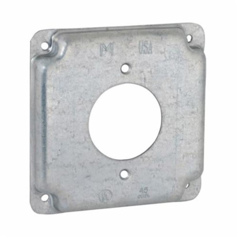 Hubbell RACO 811C Furniture Feed Standard Exposed Work Cover, 4.19 in L x 4.19 in W, Receptacle Cover, Steel