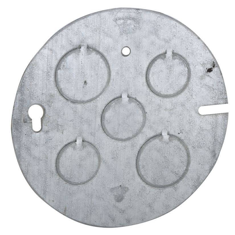 RACO 890 Flat Concrete Ring Cover, 4-1/2 in Dia, 4-1/2 in L x 4-1/2 in W x 0.3 in D, Steel