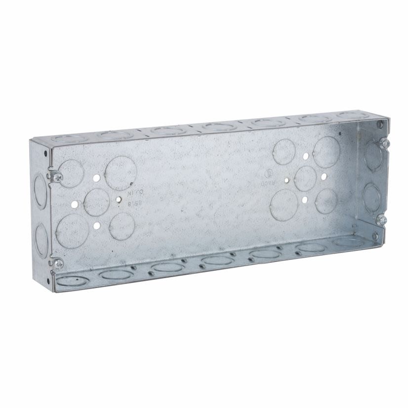 RACO 954 Welded Gang Box, Steel, 85.8 cu-in Capacity, 5 Gangs, (28) Knockouts
