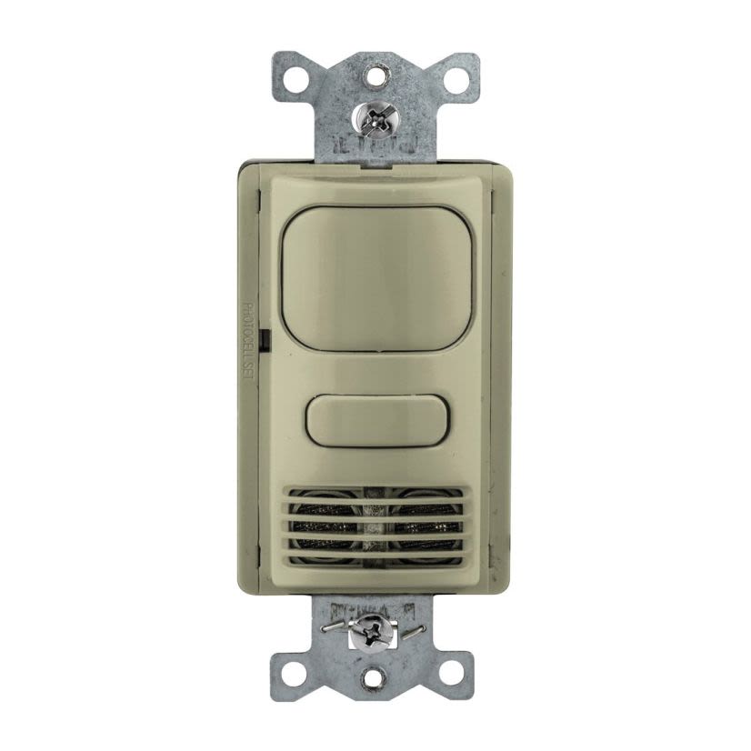 Hubbell Wiring Device-Kellems H-MOSS AD2000I1 Adaptive Dual 1-Button 1-Circuit Occupancy Vacancy Sensor Switch With Photocell, 120/277 VAC, Passive Infrared/Ultrasonic Sensor, 1000 sq-ft Coverage, Wall Mount