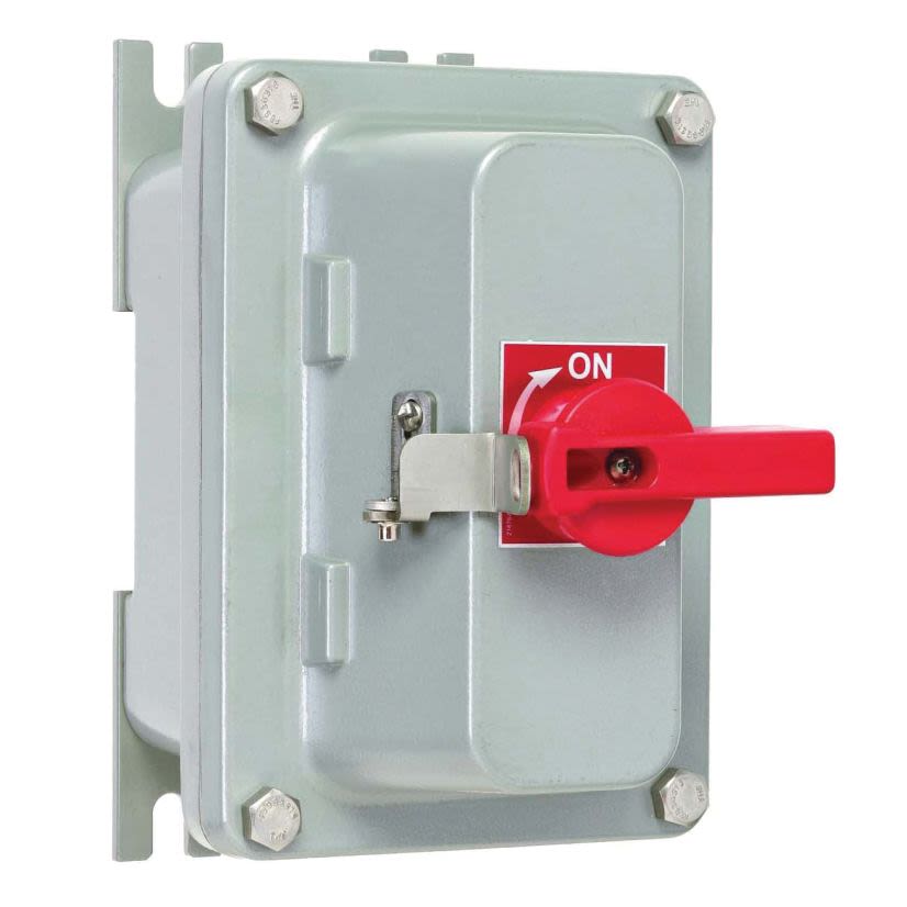 Hubbell Killark PRISM B7NFD13A Feed Through Non-Fused Disconnect Enclosure Switch With ABB Switch, 600 VAC, 230 VDC, 30 A, 10 hp, 30 hp, 3 Poles
