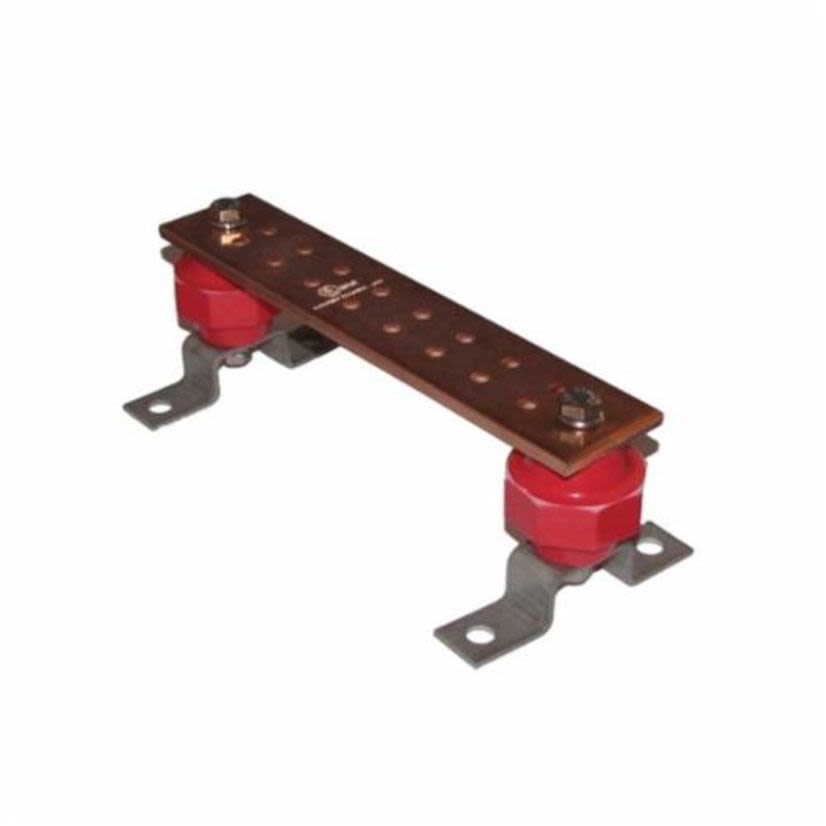 BURNDY BBB14210A Busbar With Insulator Bracket, 10 in L x 2 in W, 16 Holes, Copper