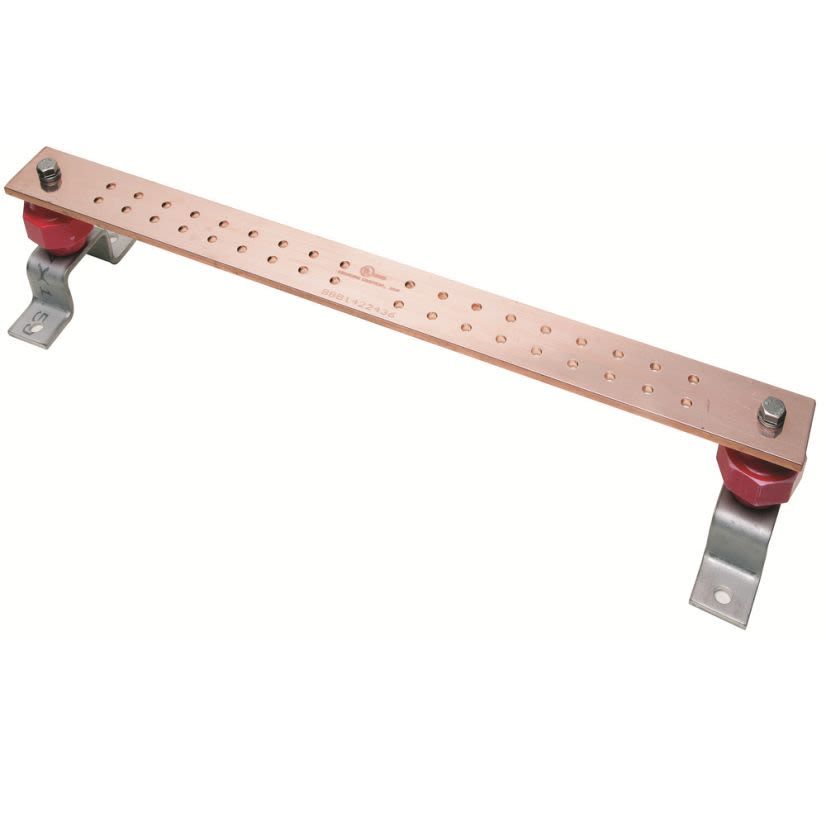 Hubbell BURNDY BBB14224B Busbar With Insulator Bracket, 24 in L x 2 in W, 36 Holes, Copper