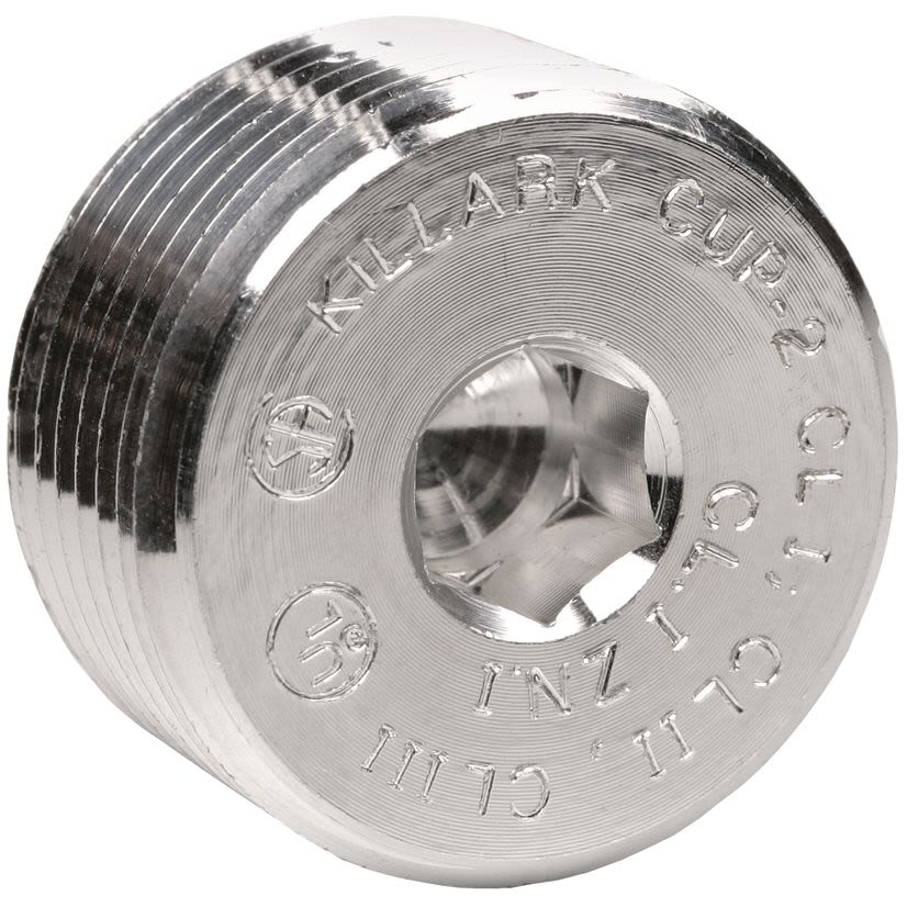 Hubbell Killark CUP-2 Recessed Conduit Plug, 3/4 in, For Use With IMC/Rigid Conduit, Aluminum, Natural