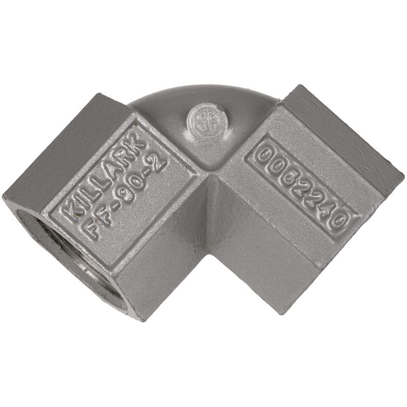 Hubbell Killark FF-90-2 Female/Female Conduit Elbow, 3/4 in Trade, 90 deg, Aluminum, Electro-Static Powder Coated