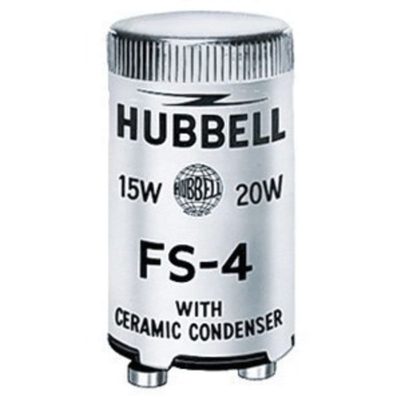 Hubbell Wiring Device-Kellems FS4 Neo-Start Fluorescent Starter, 4/6/8 W Fluorescent Lamp
