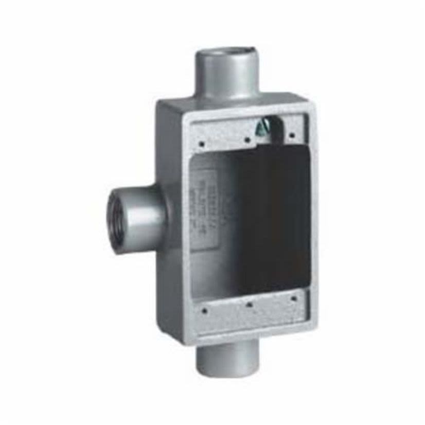 Hubbell Killark FSCT-2 FSCT Cast Device Box With Internal Ground Screw, Copper-Free Aluminum, 18 cu-in Capacity, 1 Gangs, 1 Outlets, 6-3/8 in H x 3-3/4 in W x 2 in D