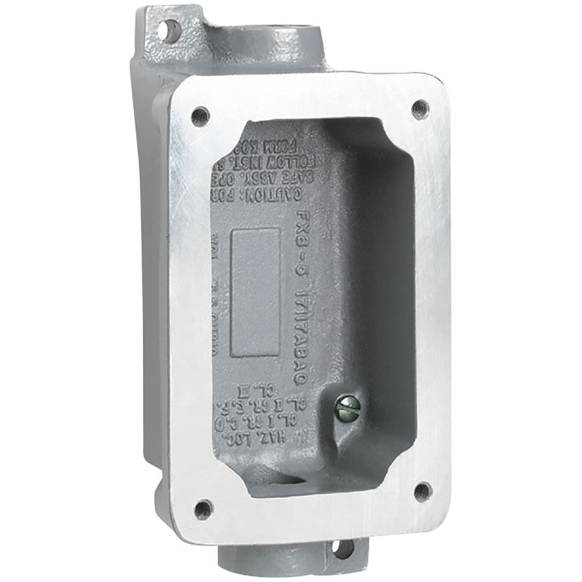 Hubbell Killark SEAL-X FXB-5 Type FXB Factory Sealed Feed-Through Splice Box, Copper-Free Aluminum, 1 Gangs, 6-13/16 in H x 3-11/16 in W x 1-3/4 in D