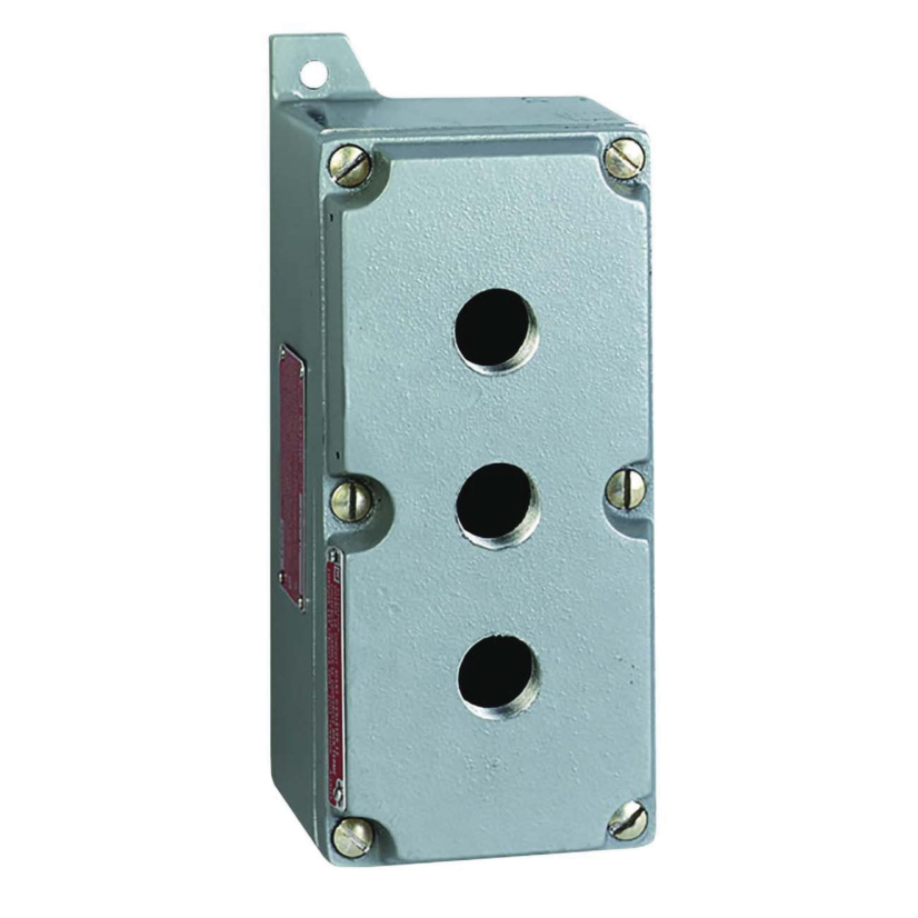 Hubbell Killark GCS-16 3-Hole Control Station Operator Body, For Use With Style 1 Control Stations and G-Series Custom Control Panel Operators, Aluminum, Gray